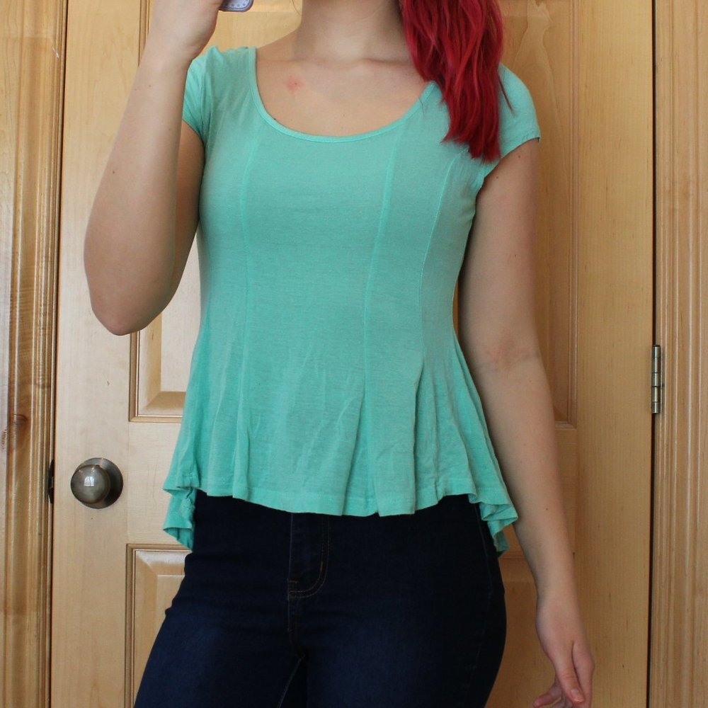Green Peplum Top